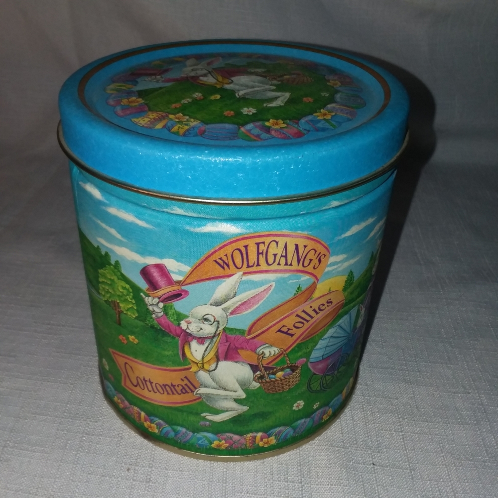 Wolfgang's Cottontail Follies Candy Tin Bunny Rabbit Easter Holiday 4.5" Empty - Picture 12 of 12